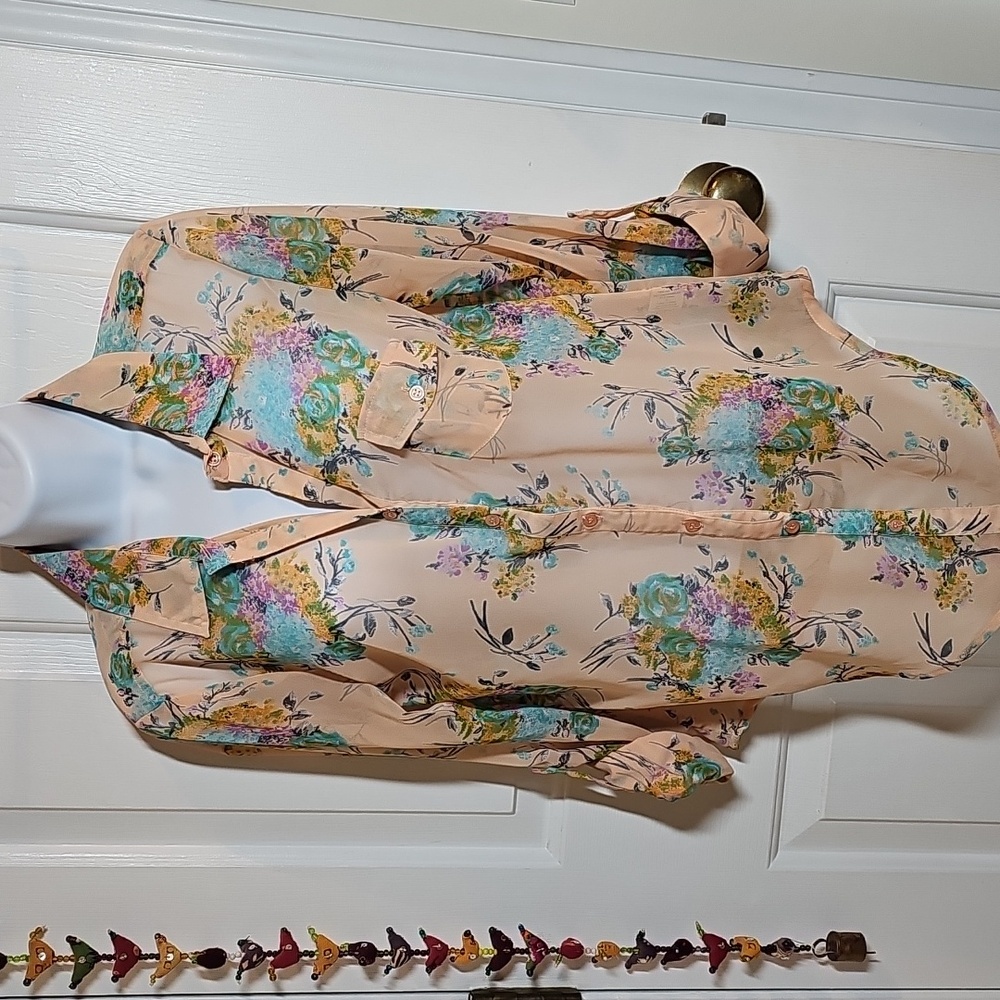 Love, Fire Sheer Multicolor Floral Top - Picture 5 of 12